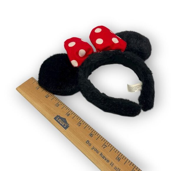 Disneyland Walt World Minnie Mouse Red White Polka Dot Bow Fuzzy Ears Headband - Picture 7 of 8